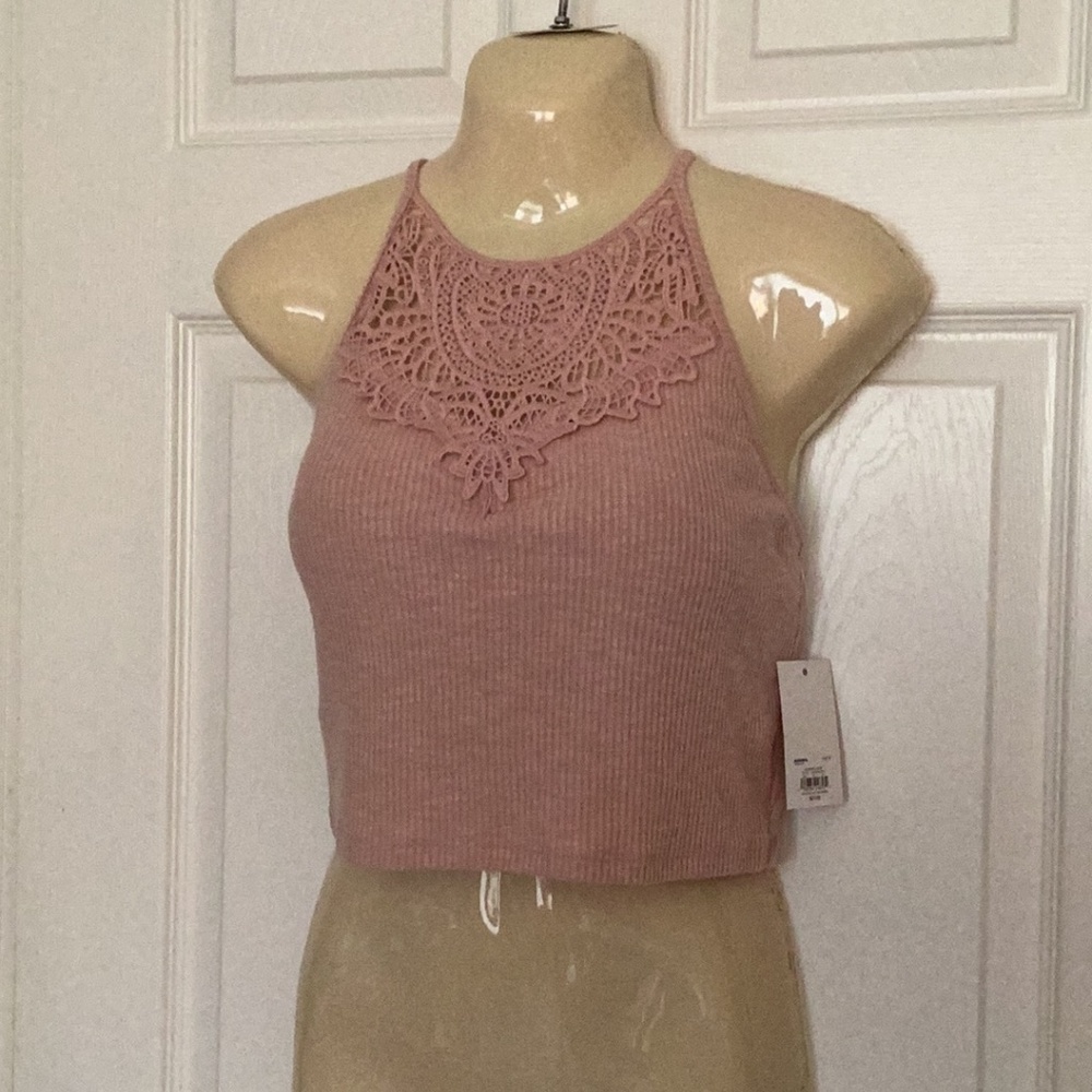 NWT crop halter top ribbed t-back M - Picture 5 of 5